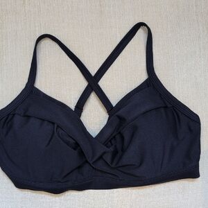 Athleta Active Navy Blue Twist Up Bikini Top Size 36D/DD Swim Workout Top